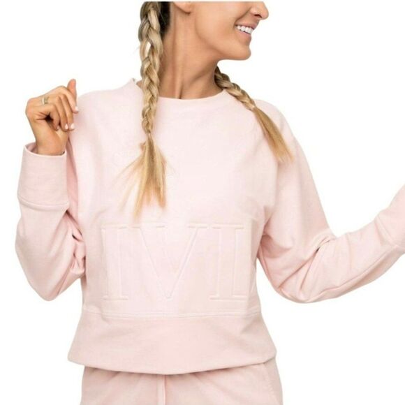 Ivory Lane Collective Peony Crop Sweatshirt Pink Soft Women Size 6 - Picture 2 of 6